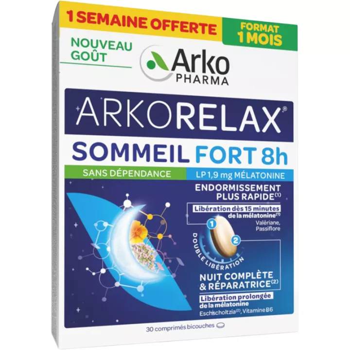 Arkorelax Sommeil Fort 8 h 1,9 mg Melatonina comprimidos