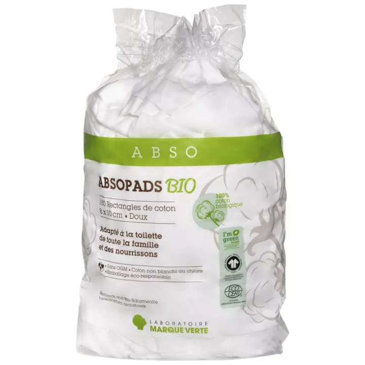 Absopads Bio Marque-Verte Rectangles de Coton 8x10 cm