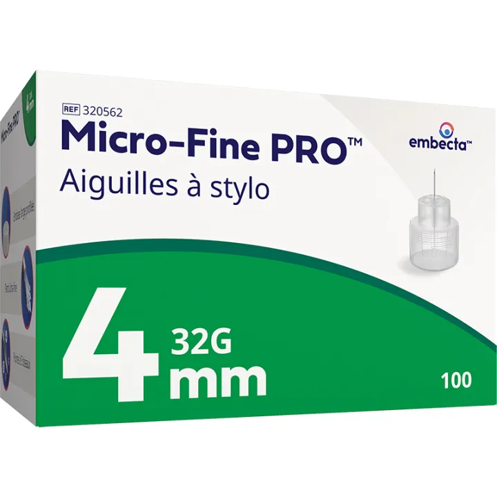 Micro-fine Pro Aiguilles 4 mm Embecta Boîte de 100