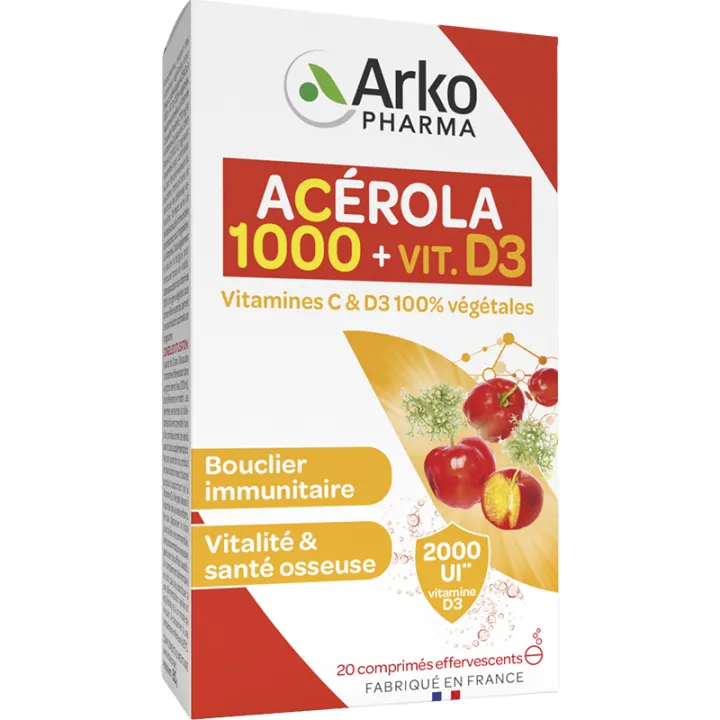 Acerola 1000 + Vitamina D3 Arkopharma