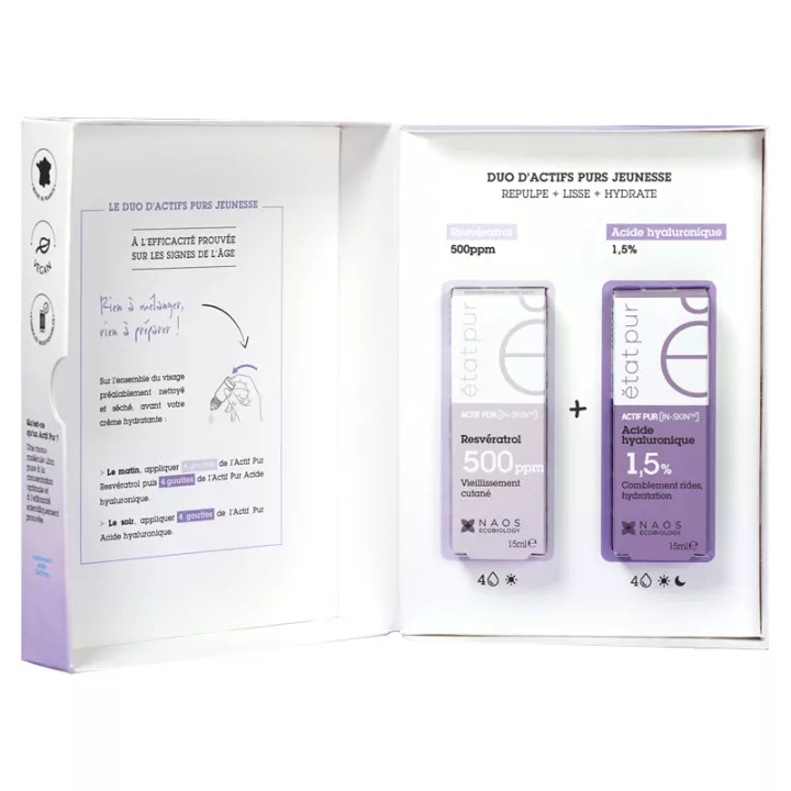 Etat Pur Actif Pur Coffret Duo Resvératrol et Acide Hyaluronique 30 ml