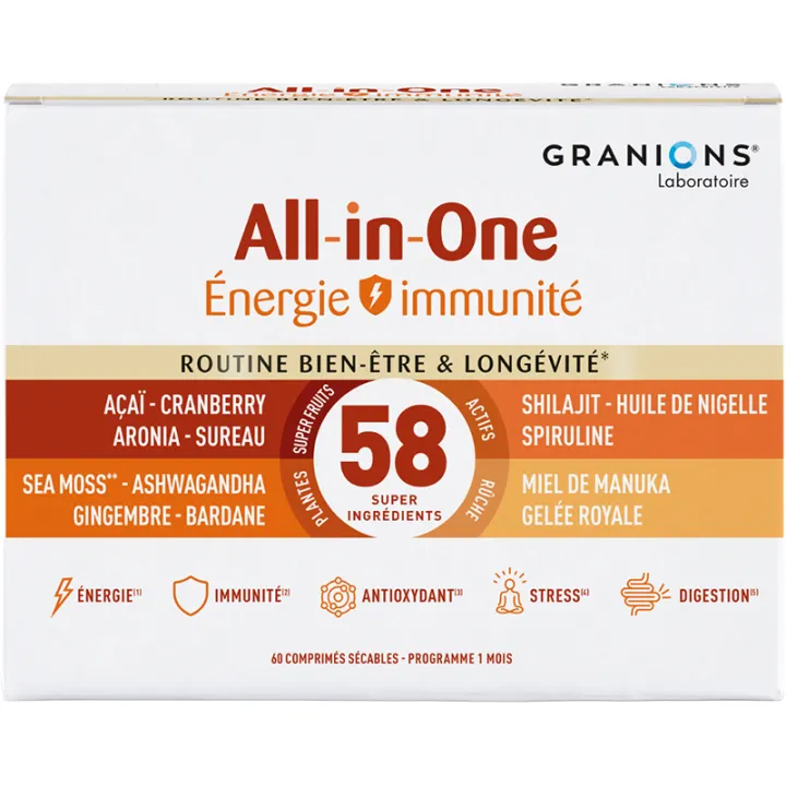 Routine Bien-Être & Longévité All-in-One Énergie Immunité Granions 60 comprimés