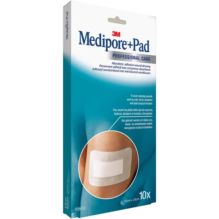 Medipore + PAD Klebeverband 10x10cm STERIL BOX 10