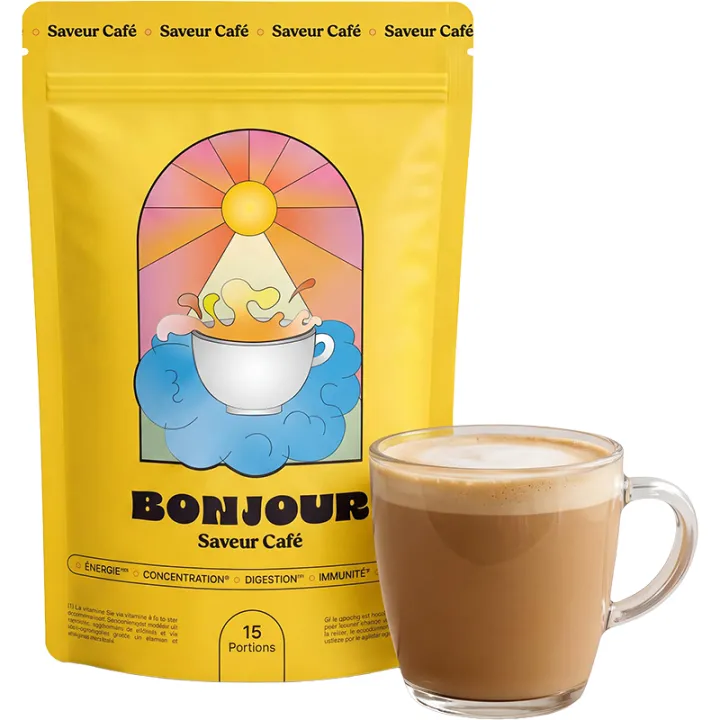 Bonjour Boisson Champignons Adaptogènes Saveur Café 15 porciones 90g