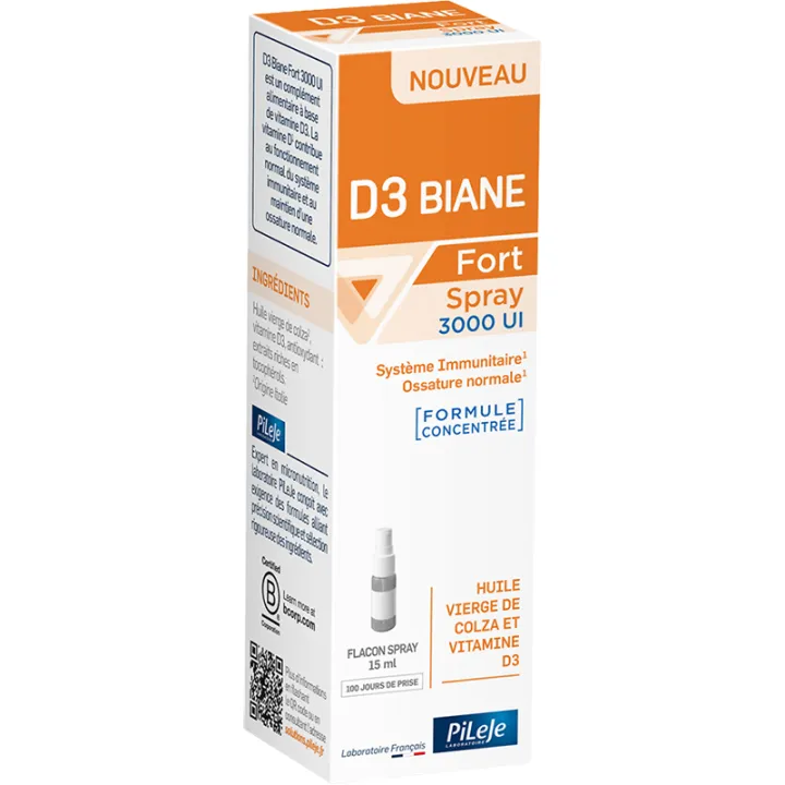 D3 Biane Fort Vitamina D3 3000 UI Spray 15 ml PiLeJe