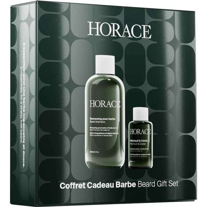 Horace Cofanetto regalo per la cura della barba con shampoo e olio al patchouli e cedro