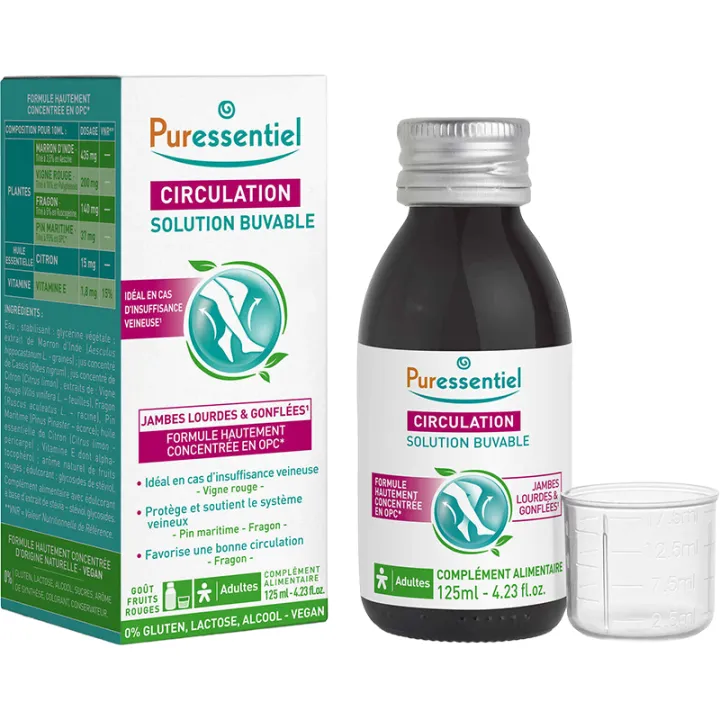 Puressentiel Circulation Solution Buvable Jambes Lourdes 125ml