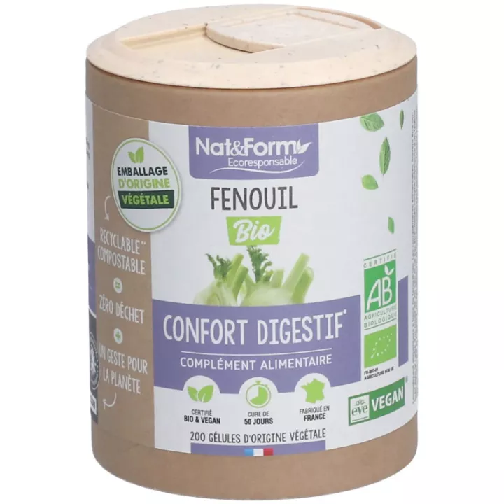 Nat & Form Organic Fennel 200 Vegetable Capsules Eco