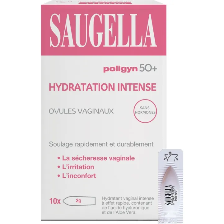 Saugella Poligyn 50+ Intense Hydration, 10 vaginal suppositories