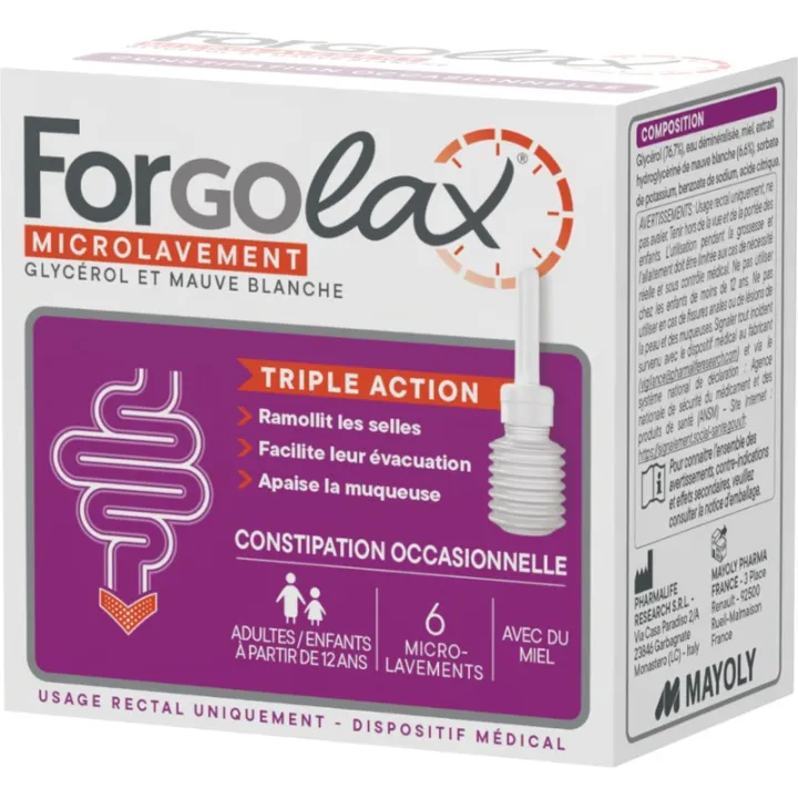 Forgolax Microlavement Triple Action 6 Unidoses de 9 g