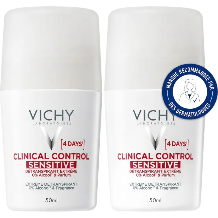 Vichy Clinical Control 96H Sensitive Roll-On Deodorant, 50 ml