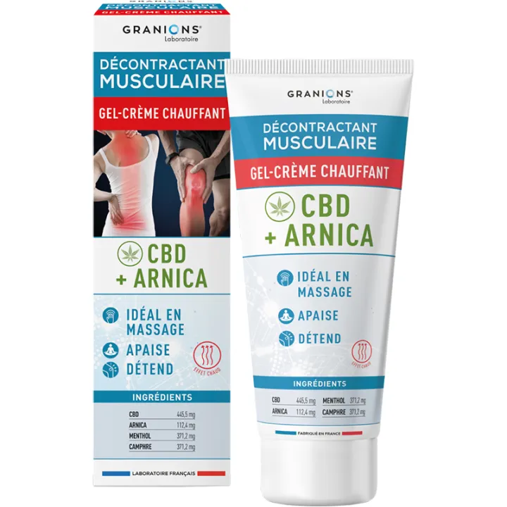 Gel-creme aquecedor relaxante muscular com CBD + árnica Granions 75 ml