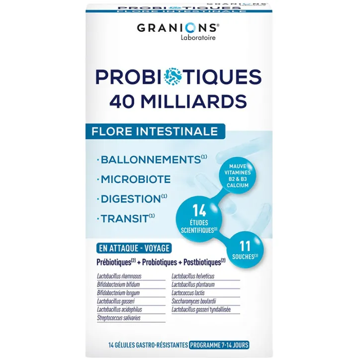 Granions Probiotica Darmflora Reis- & Aanvalskuur 14 capsules