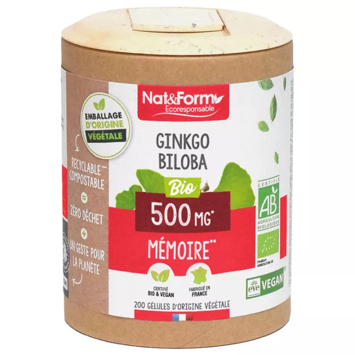 Nat & Form Ginkgo Biloba Ecológico 200 Cápsulas Vegetales Eco