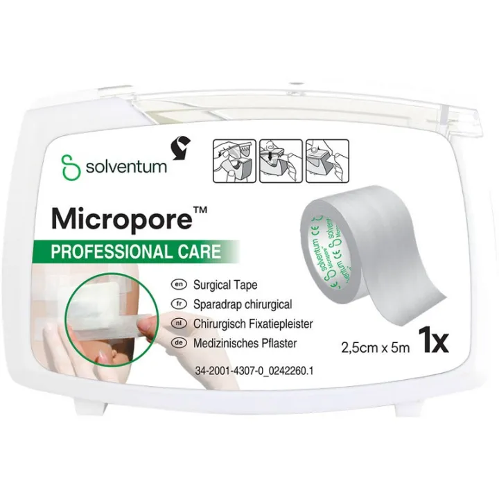 Micropore Solventum chirurgische pleister 2,5 cm x 5 m