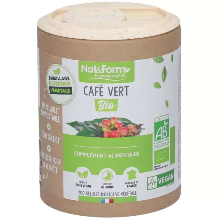 Nat & Form Café Vert Bio 200 Gélules Végétales