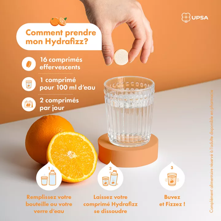 UPSA Hydrafizz Hydra + Sport 16 comprimés effervescents