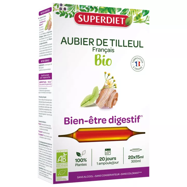 Superdiet Aubier de Tilleul Bien Être Digestif  Bio 20 ampoules