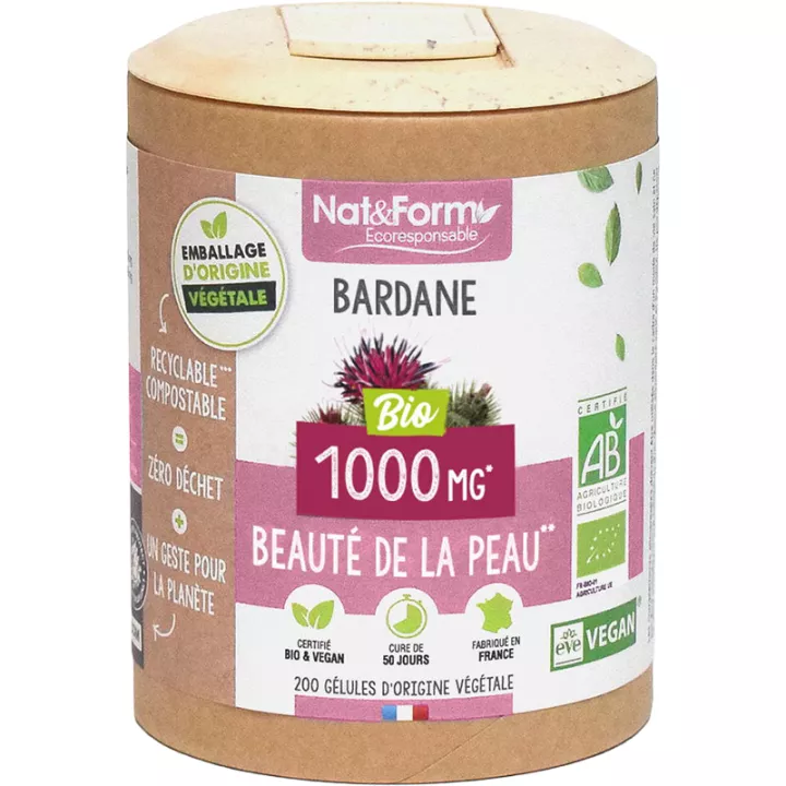 Nat & Form Burdock Skin Beauty Organic 200 cápsulas vegetais 