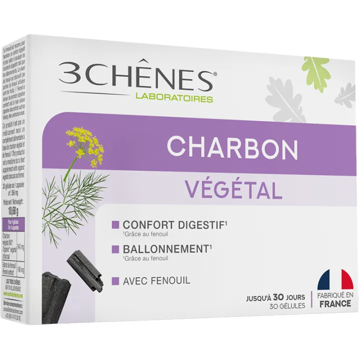 Charbon Végétal 3Chênes Digestive Comfort 30 Capsules