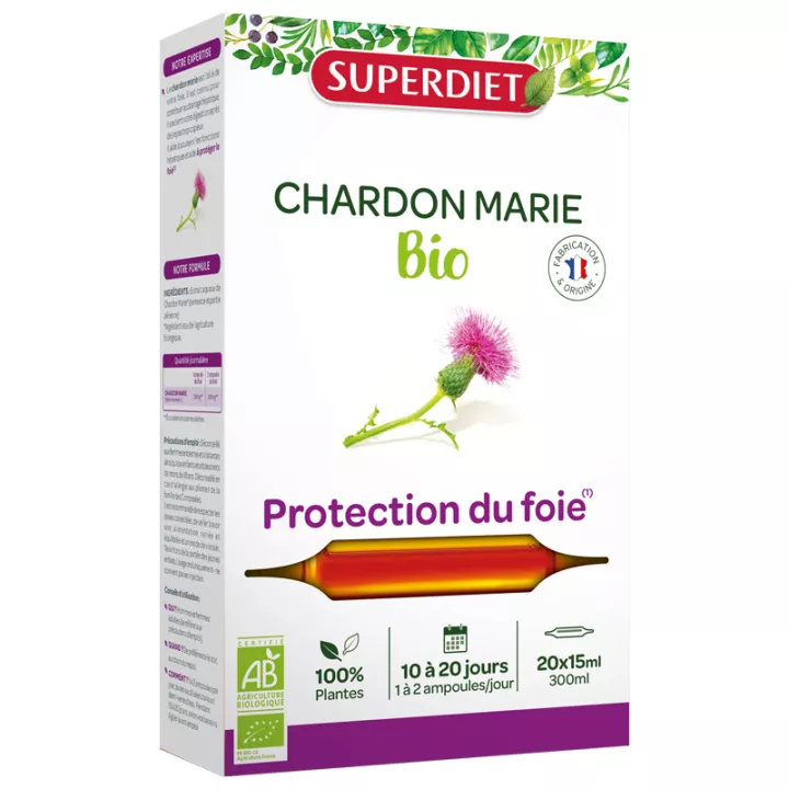 Superdiet Chardon Marie Bio - Protéger le Foie 20 ampoules