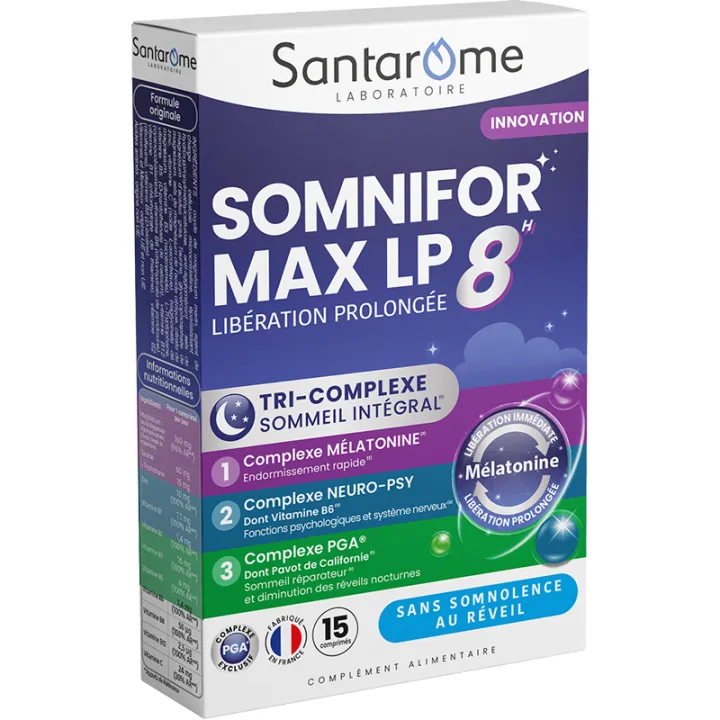 Somnifor Max LP 8H sommeil 15 comprimés Santarome