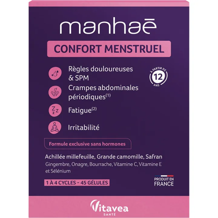 Manhaé Comfort mestruale Periodi dolorosi 45 capsule