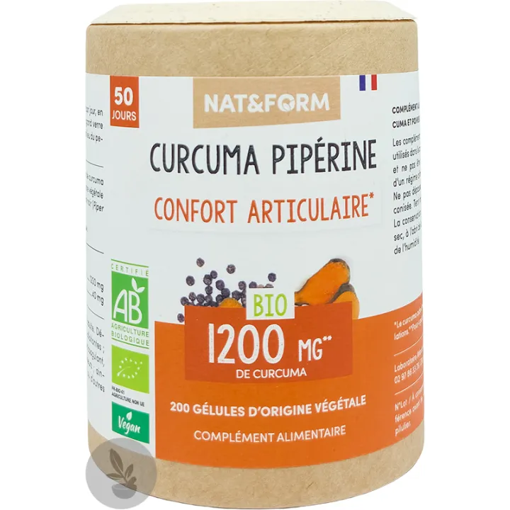 Nat & Form Kurkuma + Piperin Bio 200 vegetarische Kapseln Eco 
