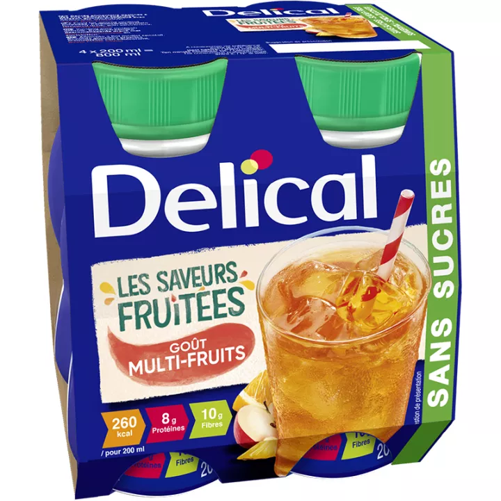 Delical Bebida de sabores afrutados sin azúcar 4x200ml