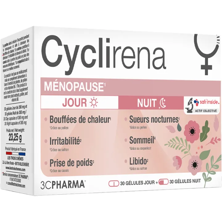 3C Pharma Cyclirena Ménopause 60 gélules jour/nuit