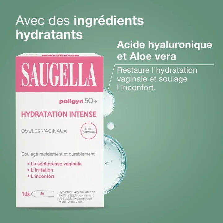Saugella Poligyn 50+ Intense Hydration, 10 vaginal suppositories