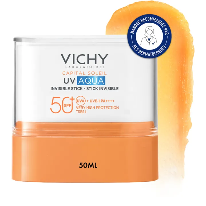Capital Soleil UV Aqua Stick Invisible Face & Lips SPF50+ Vichy 9g 