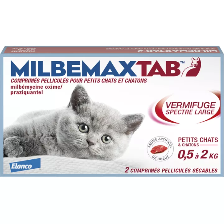 MilbemaxTab Vermífugo Gatos y Gatitos Pequeños 0,5 - 2 kg 2 Comprimidos