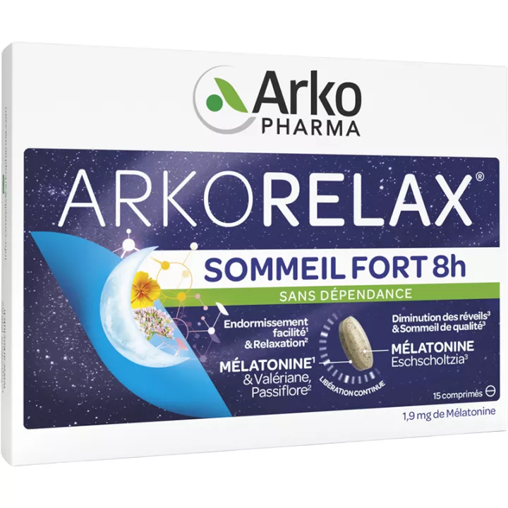 Arkorelax Sommeil Fort 8 h 1,9 mg Melatonina em comprimidos