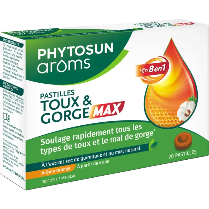 Phytosun Aroms Pastilles Toux et Gorge Max 20 Pastilles