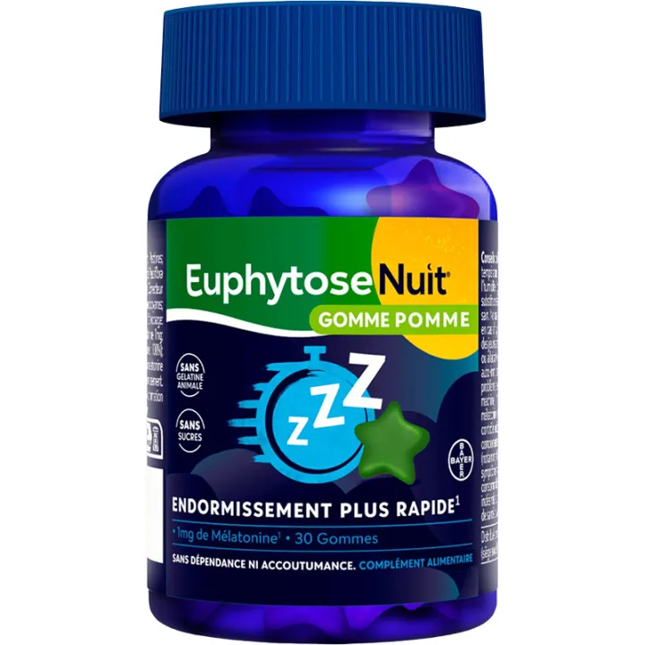 Euphytose Nuit Gomme 1 mg Mélatonine 30 Gommes