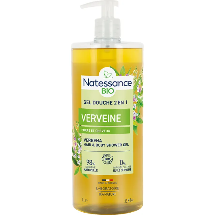 Natessance Shampoo doccia tonificante alla verbena di limone Bio 1 L