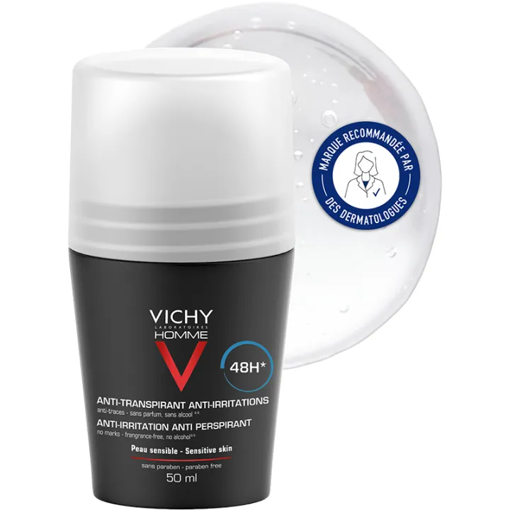 Vichy Homme Deodorante Anti-Tracce 48h Roll-On 2 x 50 ml