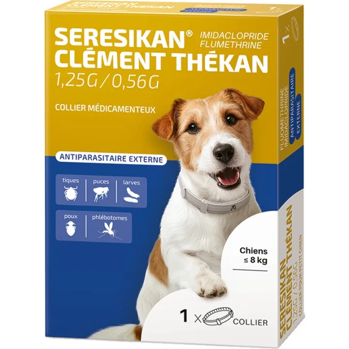 Seresikan Clément Thékan 1,25 g + 0,56 g Medikamentenhalsband für Hunde bis 8 kg, 38 cm