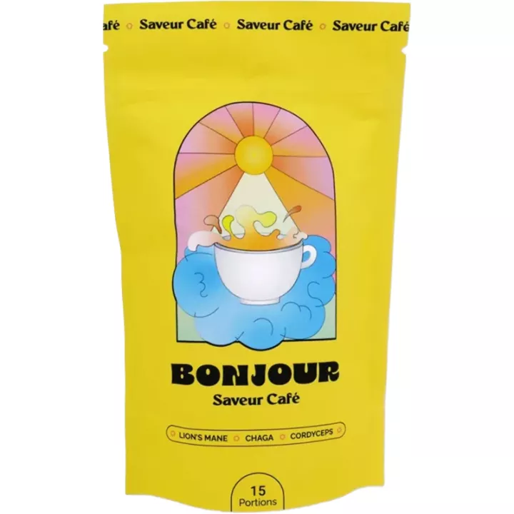 Bonjour Boisson Champignons Adaptogènes Saveur Café 15 portions 90g