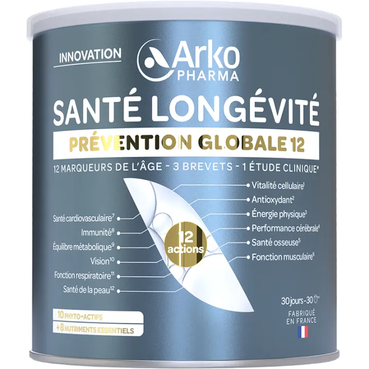 Santé Longévité Prévention Globlable 12 Arkopharma 30 doses 285g