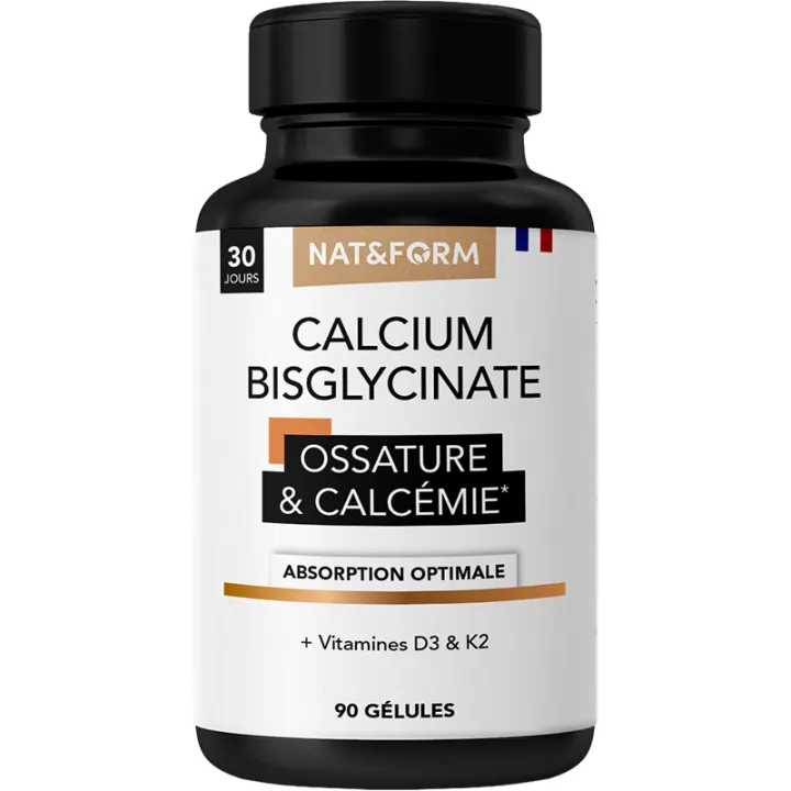 Nat & Form Nutraceutique Calcio Bisglicinato D3 K2 90 Capsule