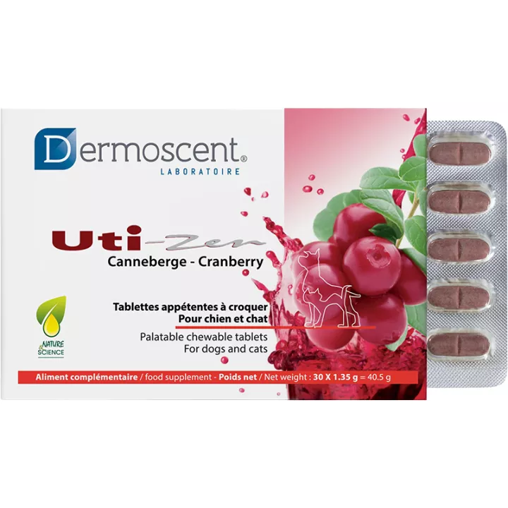 Dermoscent Uti-Zen Confort Urinario Gato y Perro 30 comprimidos palatables 