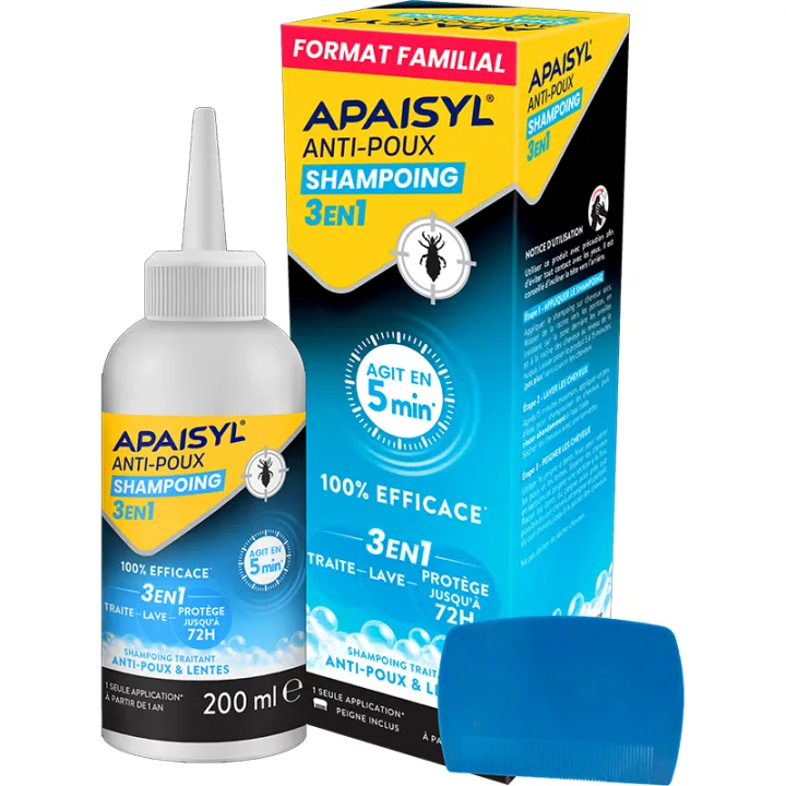Champú Antipiojos y Liendres 3en1 Apaisyl