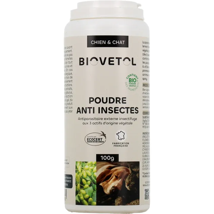 Biovetol Polvere biologica anti-insetti per cani e gatti 100 g