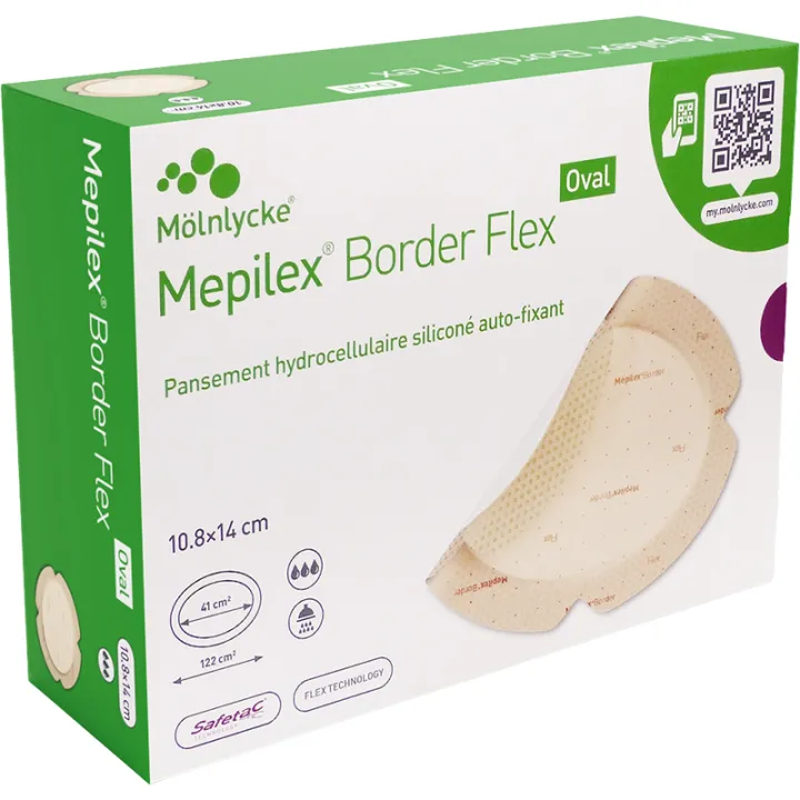 Mepilex Border Flex Oval Silicone Self-Fixing Hydrocellular Dressing