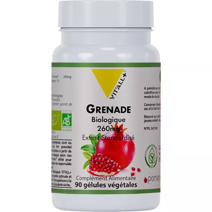 Vitall+ Organic Pomegranate 260mg Standardised Extract 90 cápsulas vegetais