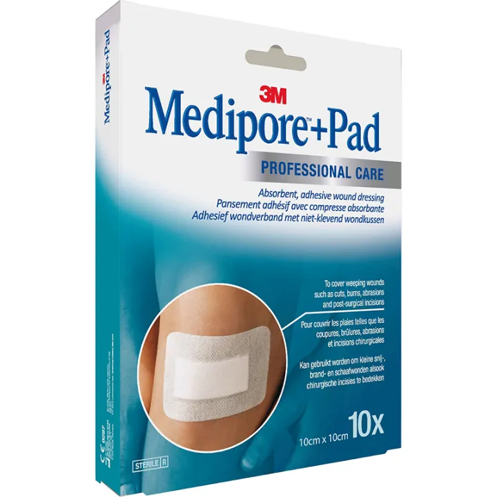 Medipore + PAD kleefverband 10x10cm Steril BOX 10