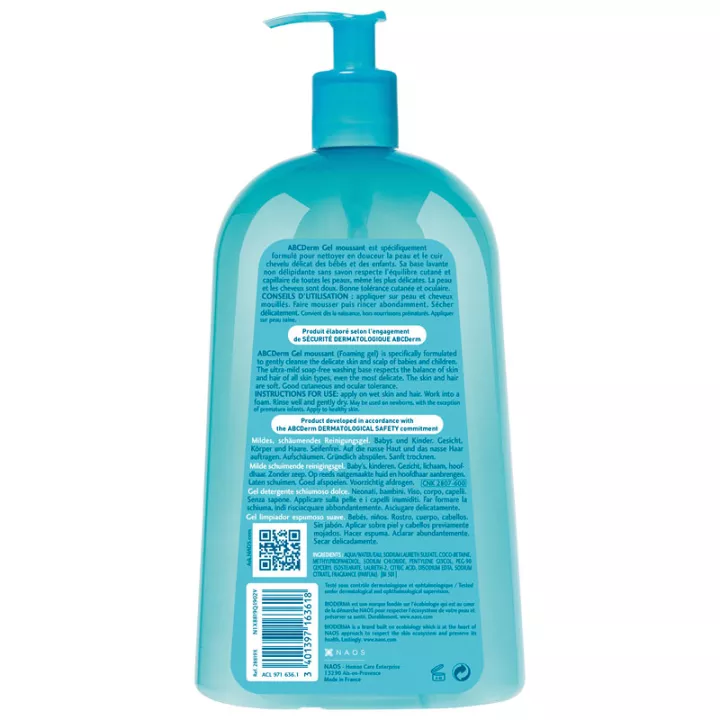 Bioderma ABCDerm schuimende gel Gentle Cleansing 1 liter