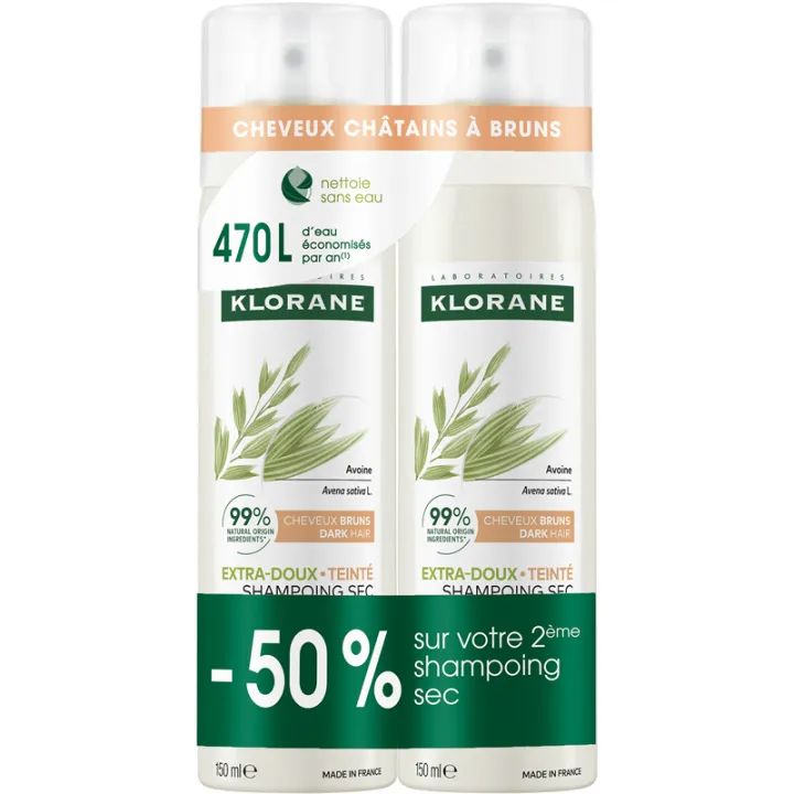 Klorane Champú Seco Tintado Extra Suave Lote de 2 sprays